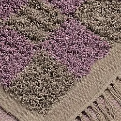 Tapis à poils longs - Elsey Natural Cotton Shaggy (marron/violet)