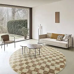 Tapis rond - Elsey Natural Cotton Shaggy (crème/sable)
