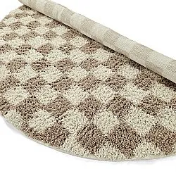 Tapis rond - Elsey Natural Cotton Shaggy (crème/sable)