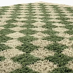 Tapis à poils longs - Elsey Natural Cotton Shaggy (vert/beige)