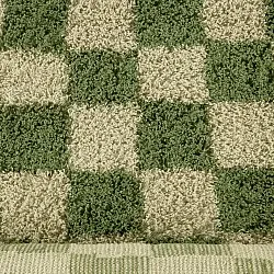 Tapis à poils longs - Elsey Natural Cotton Shaggy (vert/beige)