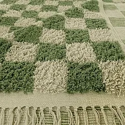 Tapis à poils longs - Elsey Natural Cotton Shaggy (vert/beige)