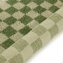Tapis à poils longs - Elsey Natural Cotton Shaggy (vert/beige)