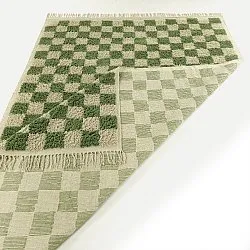 Tapis à poils longs - Elsey Natural Cotton Shaggy (vert/beige)