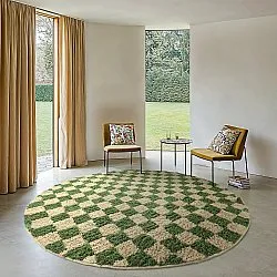 Tapis rond - Elsey Natural Cotton Shaggy (vert/beige)