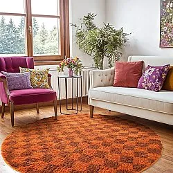 Tapis rond - Elsey Natural Cotton Shaggy (oranžna/rdeča)
