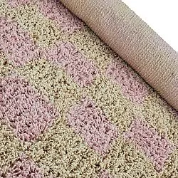 Tapis rond - Elsey Natural Cotton Shaggy (roza/oranžna)