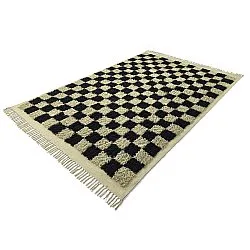 Tapis à poils longs - Elsey Natural Cotton Shaggy (črna/bež)