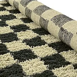 Tapis à poils longs - Elsey Natural Cotton Shaggy (črna/bež)