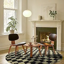 Tapis rond - Elsey Natural Cotton Shaggy (črna/bež)
