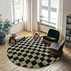 Tapis rond - Elsey Natural Cotton Shaggy (črna/bež)