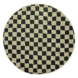 Tapis rond - Elsey Natural Cotton Shaggy (črna/bež)