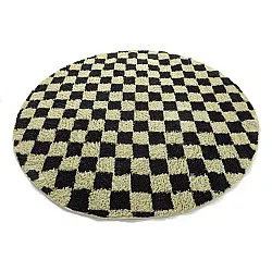Tapis rond - Elsey Natural Cotton Shaggy (črna/bež)