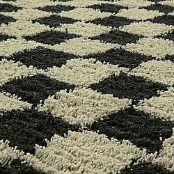 Tapis rond - Elsey Natural Cotton Shaggy (črna/bež)