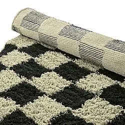 Tapis rond - Elsey Natural Cotton Shaggy (črna/bež)
