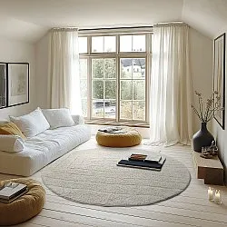 Tapis rond - Farley Natural Cotton Shaggy (umazano bela)