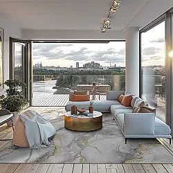 Tapis Wilton - Genova (gris/blanc/doré)