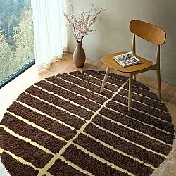 Tapis rond - Ikara Natural Cotton Shaggy (marron)