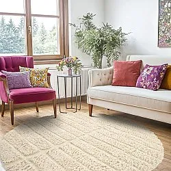 Tapis rond - Ikara Natural Cotton Shaggy (crème)