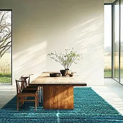 Tapis à poils longs - Ikara Natural Cotton Shaggy (turquoise)