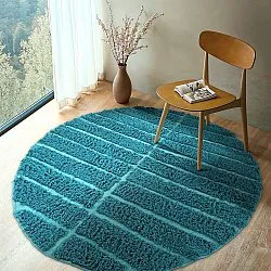 Tapis rond - Ikara Natural Cotton Shaggy (turquoise)