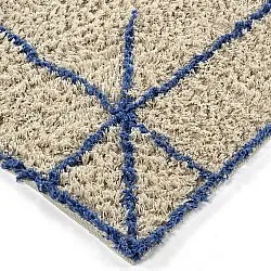 Tapis à poils longs - Kairi Natural Cotton Shaggy (beige/bleu)