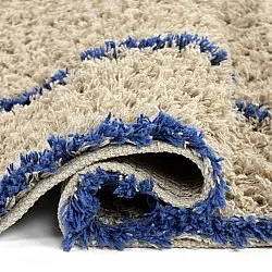 Tapis à poils longs - Kairi Natural Cotton Shaggy (beige/bleu)