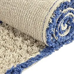 Tapis à poils longs - Kairi Natural Cotton Shaggy (beige/bleu)