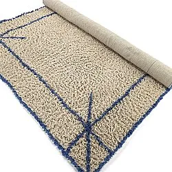 Tapis à poils longs - Kairi Natural Cotton Shaggy (beige/bleu)