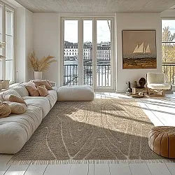 Tapis à poils longs - Kindon Natural Cotton Shaggy (bež/bela)