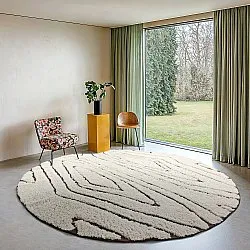 Tapis rond - Kindon Natural Cotton Shaggy (umazano bela/rjava)