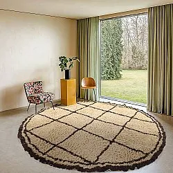 Tapis rond - Lana Natural Cotton Shaggy (beige/marron)