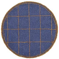 Tapis rond - Lana Natural Cotton Shaggy (bleu/jaune)