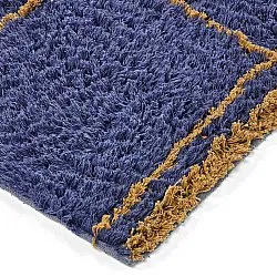 Tapis à poils longs - Lana Natural Cotton Shaggy (bleu/jaune)
