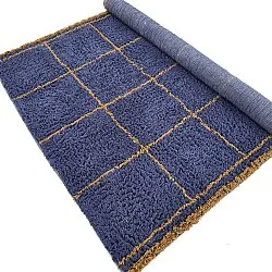 Tapis à poils longs - Lana Natural Cotton Shaggy (bleu/jaune)
