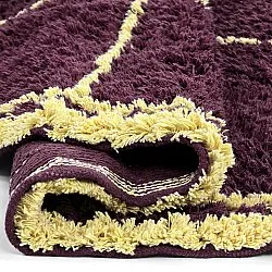 Tapis rond - Lana Natural Cotton Shaggy (bordeaux/jaune)