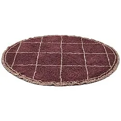Tapis rond - Lana Natural Cotton Shaggy (taupe/rouge)