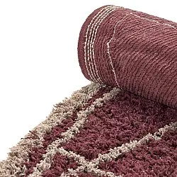 Tapis rond - Lana Natural Cotton Shaggy (taupe/rouge)