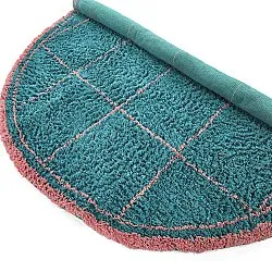 Tapis rond - Lana Natural Cotton Shaggy (turquoise/rose)