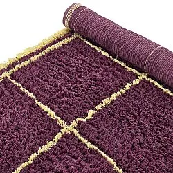 Tapis à poils longs - Lana Natural Cotton Shaggy (bordeaux/jaune)