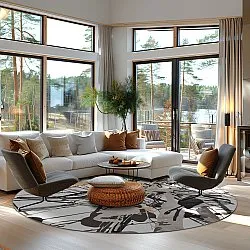 Tapis rond - Lawrance (gris/blanc)