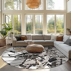 Tapis rond - Lawrance (gris/blanc)