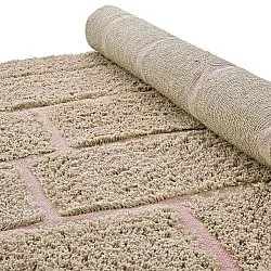 Tapis à poils longs - Lindley Natural Cotton Shaggy (bež/roza)