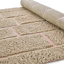 Tapis à poils longs - Lindley Natural Cotton Shaggy (bež/roza)