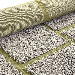 Tapis à poils longs - Lindley Natural Cotton Shaggy (siva/zelena)