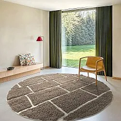 Tapis rond - Lindley Natural Cotton Shaggy (taupe/siva)