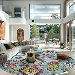 Tapis rond - Misare (bleu/multicolore)