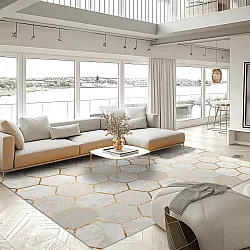 Tapis Wilton - Morino (beige/blanc/doré)