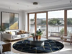 Tapis rond - Remy (bleu foncé)