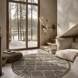 Tapis rond - Salem Natural Cotton Shaggy (taupe)